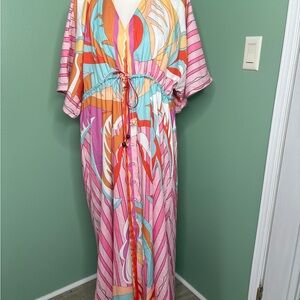 nwt luxe dress large boho dopemine Colorful Abstract Maxi Dress